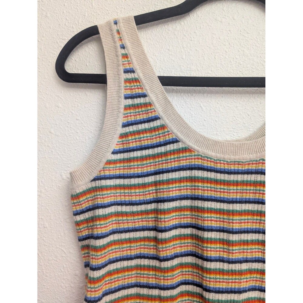 Madewell Striped Chapman Sweater Tank Heather Oat Size XS Scallop Crop - Picture 5 of 8